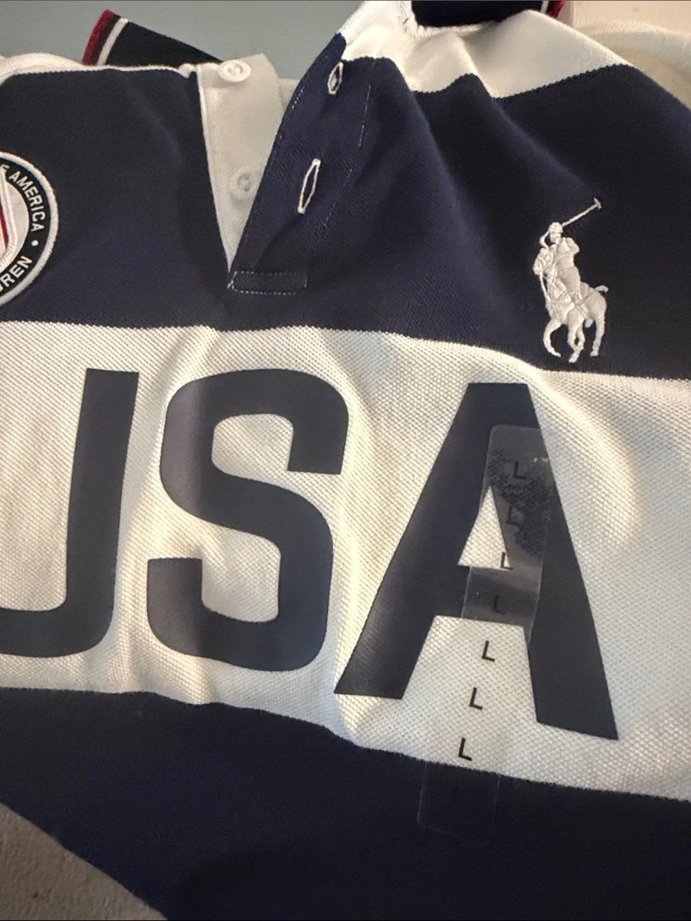 Polo by Ralph Lauren Navy & White Striped USA Polo